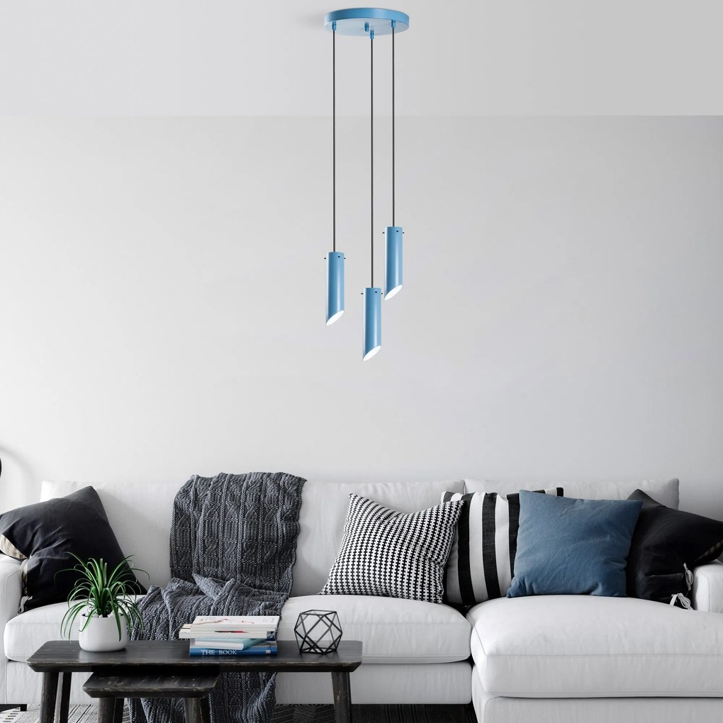 Candeeiro de Teto Kesik – Azul Claro – Diâmetro 40 cm