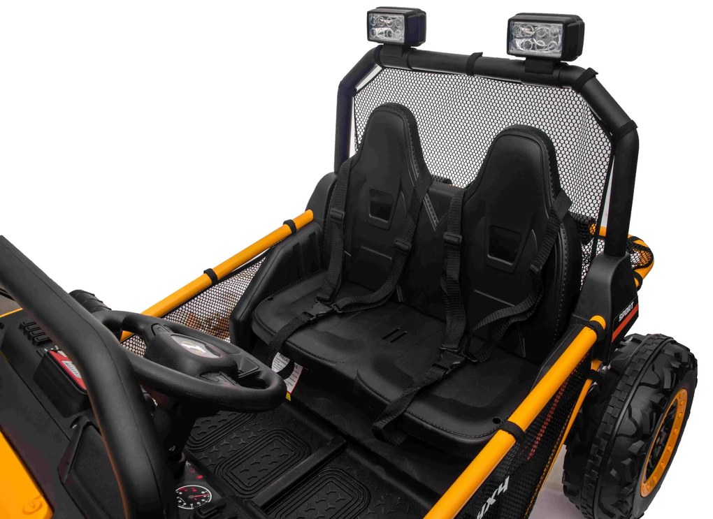 Carro elétrico para Crianças 24V 2 Lugares Buggy FASTER Rodas de EVA, Assento de couro Amarelo