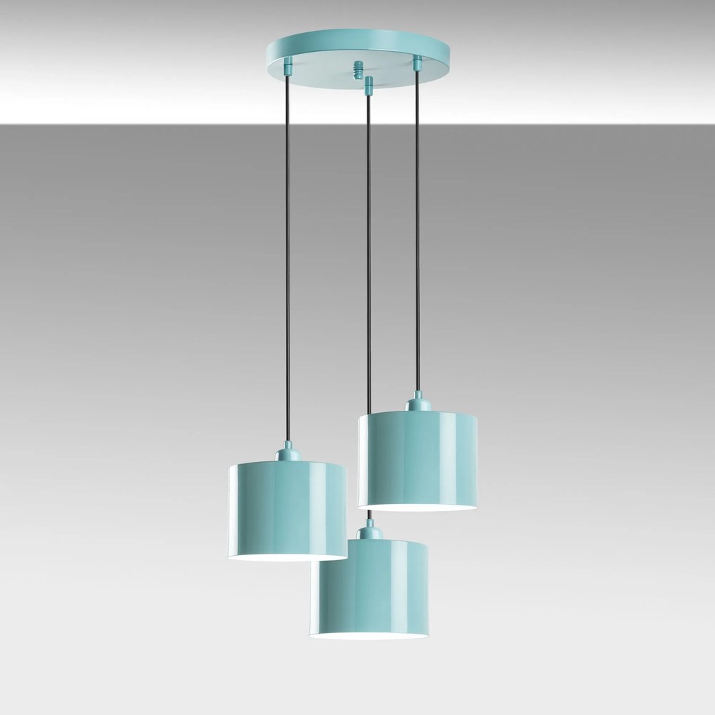 Chandelier Duz – Turquesa – Diâmetro 45 cm, Altura Total 75 - 110 cm