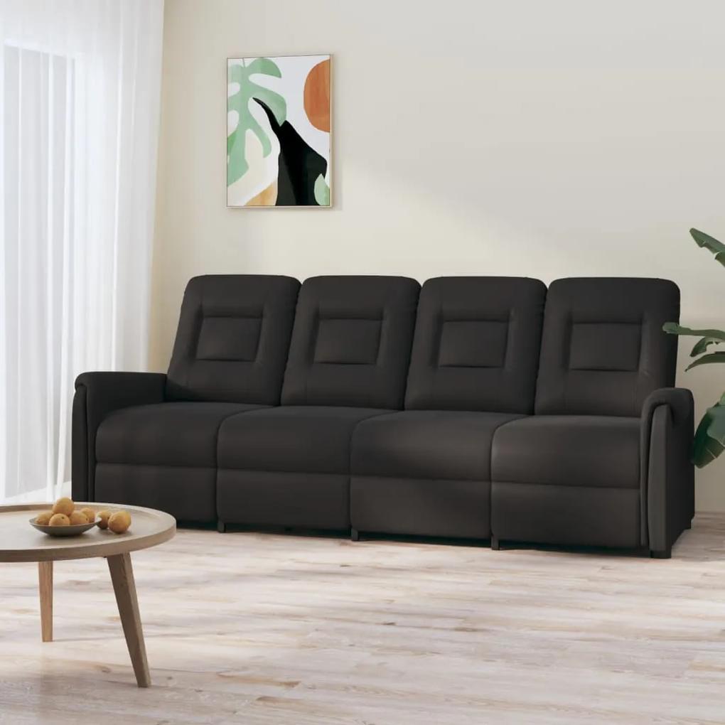 Sofá reclinável de 4 lugares couro artificial preto