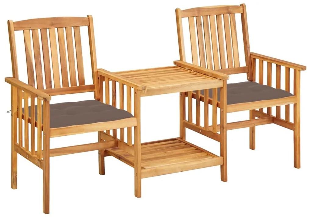 3061298 vidaXL Cadeiras de jardim c/ mesa de centro e almofadões acácia maciça