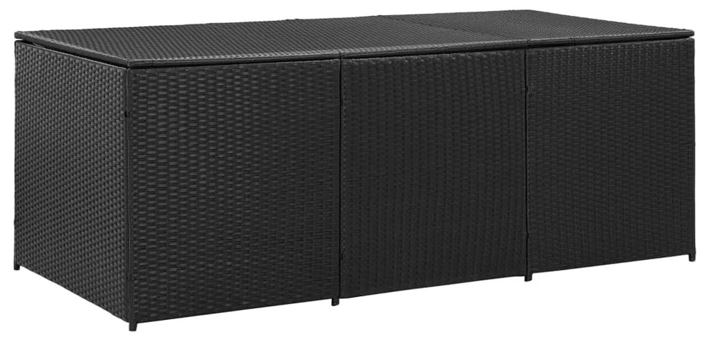 Caixa de arrumação para jardim 180x90x70 cm vime PE preto