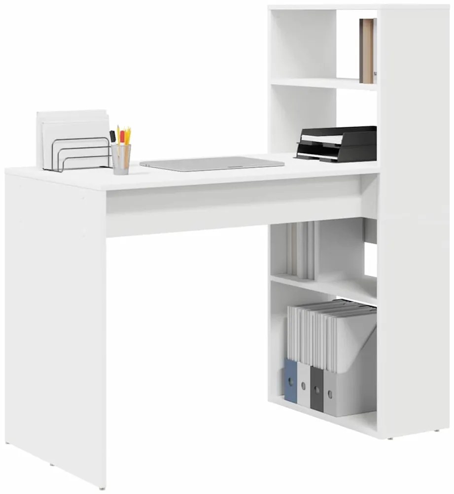 Mesa com Armazenamento Branca 113x54x120 cm Madeira Derivada