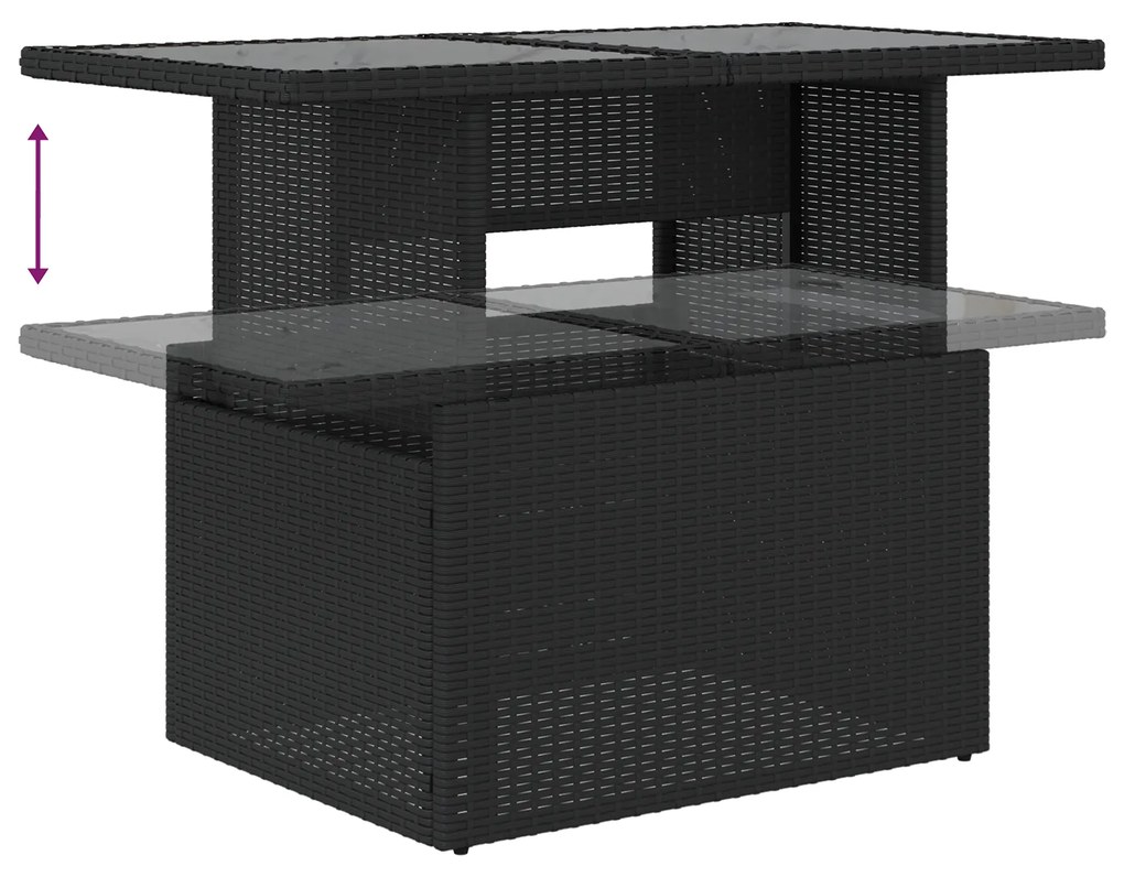 Conjunto de Sofá de Jardim de 10 Peças com Almofadas Preto Vime PE