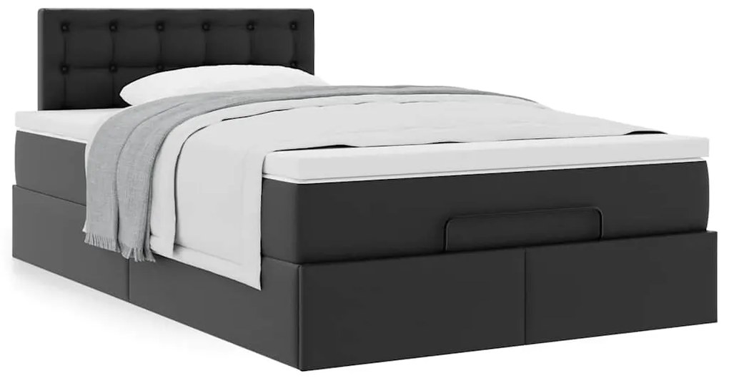 Estrutura de cama otomana com colchão 120x200 cm preta