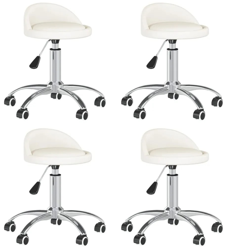 vidaXL Cadeiras de jantar giratórias 4 pcs couro artificial branco