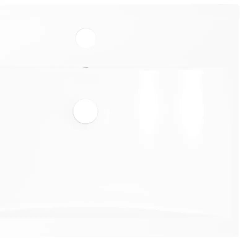 Lavatório cerâmico retangular luxososo branco, furo torneira 60x46cm