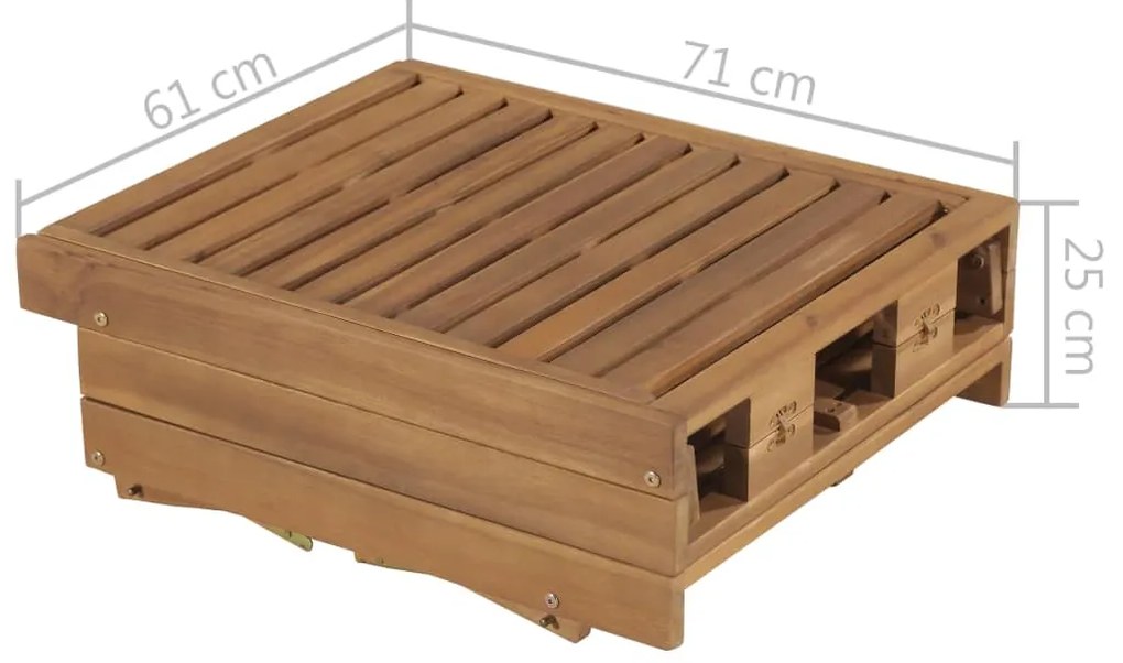 Espreguiçadeira dobrável com almofadão madeira acácia maciça