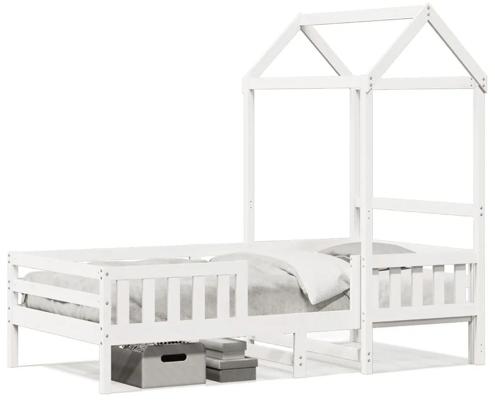 Estrutura de cama com telhado 90x200 cm pinho maciço branco