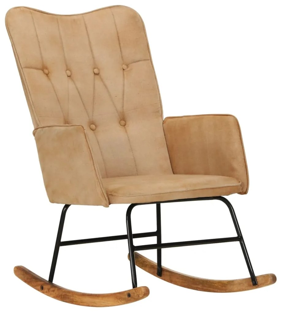 339683 vidaXL Cadeira de baloiço lona vintage cor creme