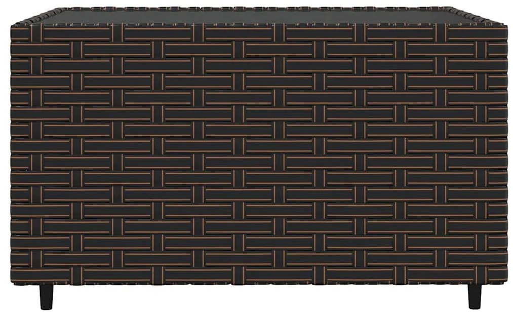 3 pcs conjunto lounge jardim c/ almofadões vime PE castanho