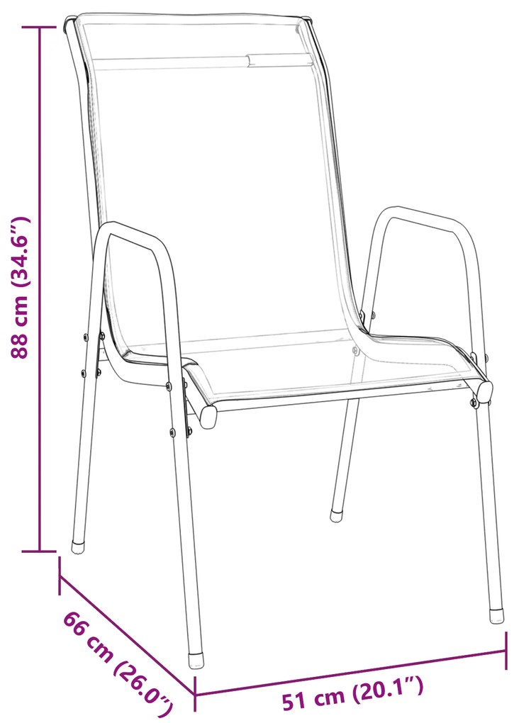 Conjunto de Jantar de 5 Peças para Jardim Preto Textilene e Aço