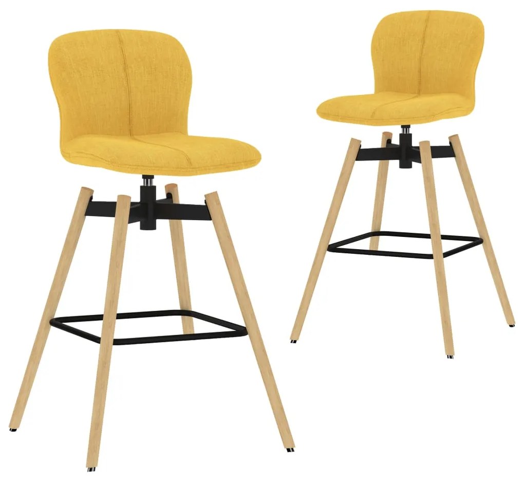 vidaXL Cadeiras de bar giratórias 2 pcs tecido amarelo