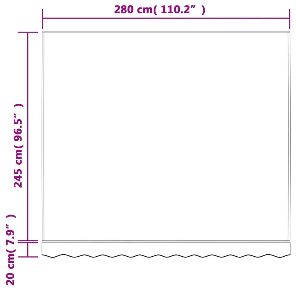 Tecido de substituição para toldo 3x2,5 m riscas multicor
