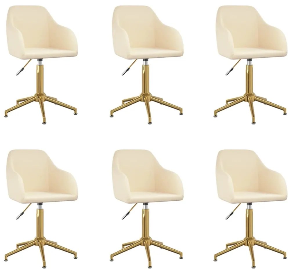 vidaXL Cadeiras de jantar giratórias 6 pcs veludo cor creme