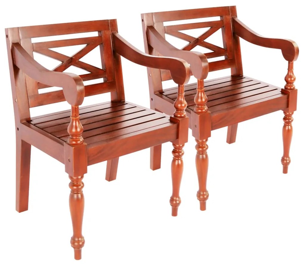 vidaXL Cadeiras Batávia 2 pcs madeira de mogno maciço castanho-escuro
