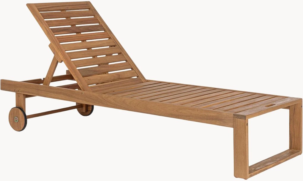 Espreguiçadeira de jardim em madeira de acácia com rodas Danubio