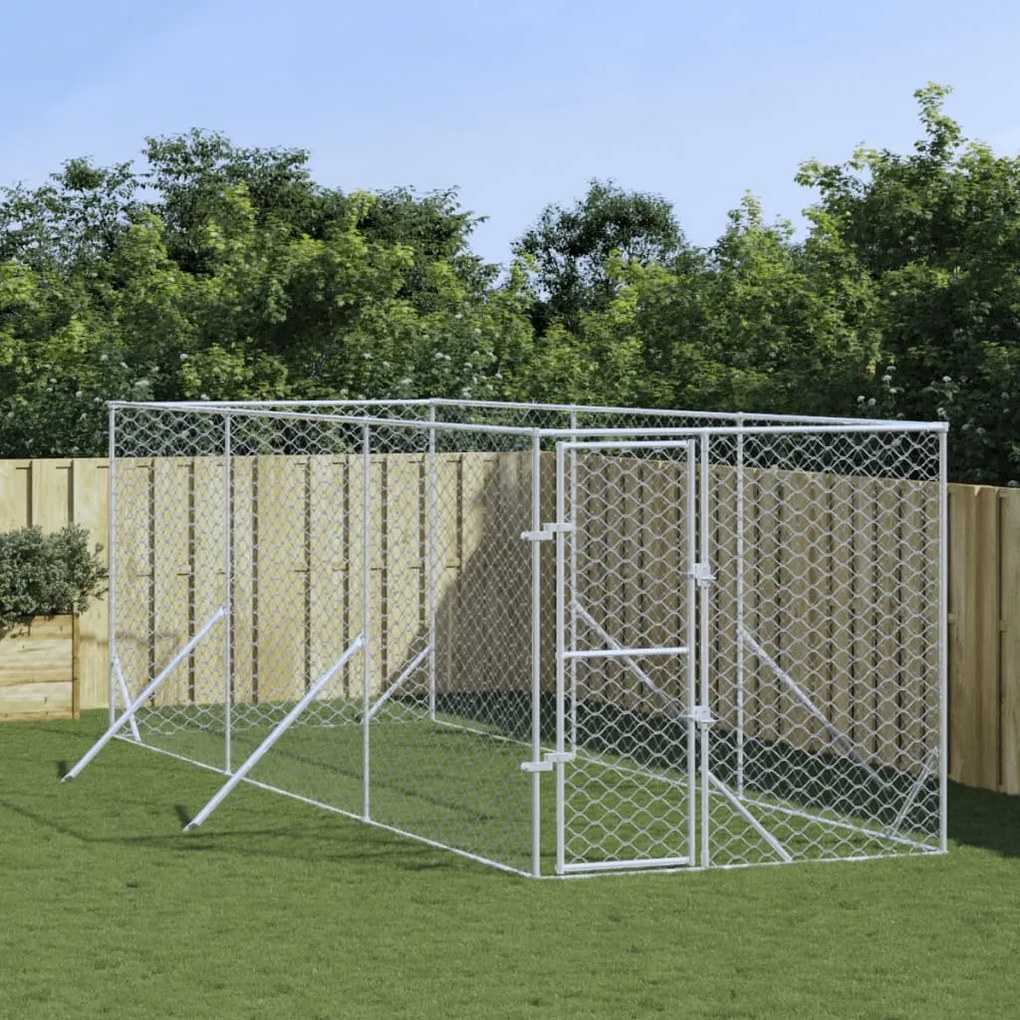 vidaXL Canil de exterior 2x6x2 m aço galvanizado prateado