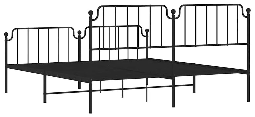 Estrutura de cama com cabeceira e pés 183x213 cm metal preto