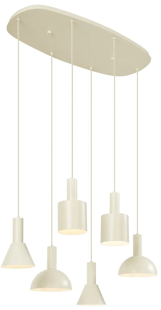 Candeeiro suspenso escandinavo creme 6 luzes - Biles