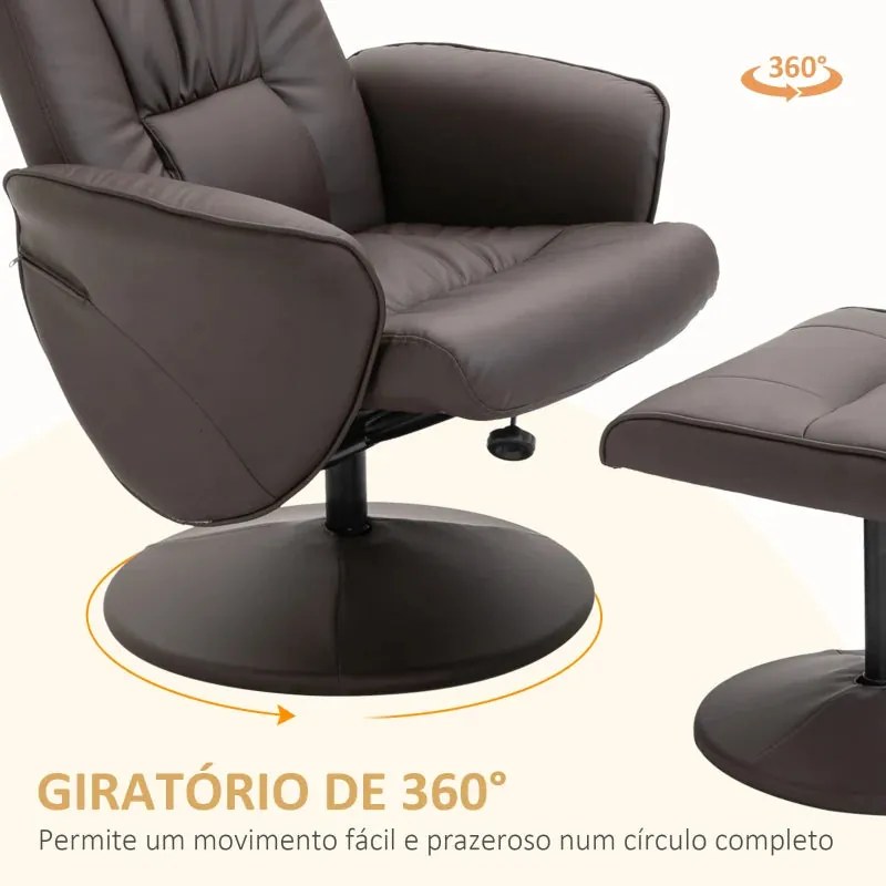 Poltrona Relax Joyn Reclinável Giratória - Castanho - Design Moderno