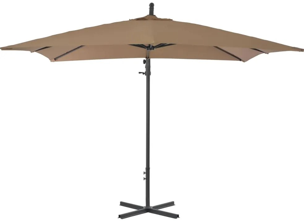 Guarda-sol cantilever com poste de aço cinzento-acastanhado