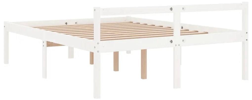 Cama de casal para idosos 135x190 cm pinho maciço branco