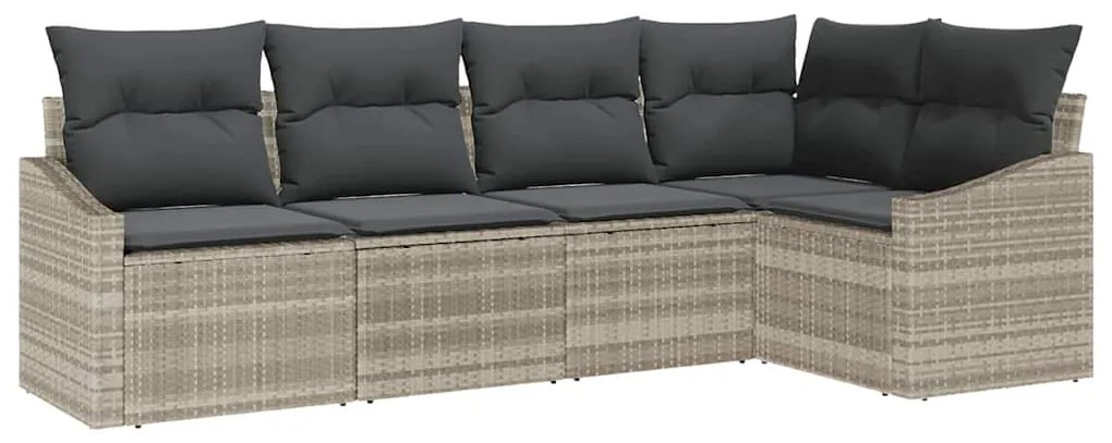 Mesa de Jantar de Jardim 5 Peças com Almofadas em Rattan Poliléctrico