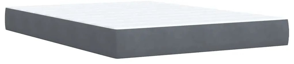 Cama com molas/colchão 140x200 cm veludo cinzento-escuro