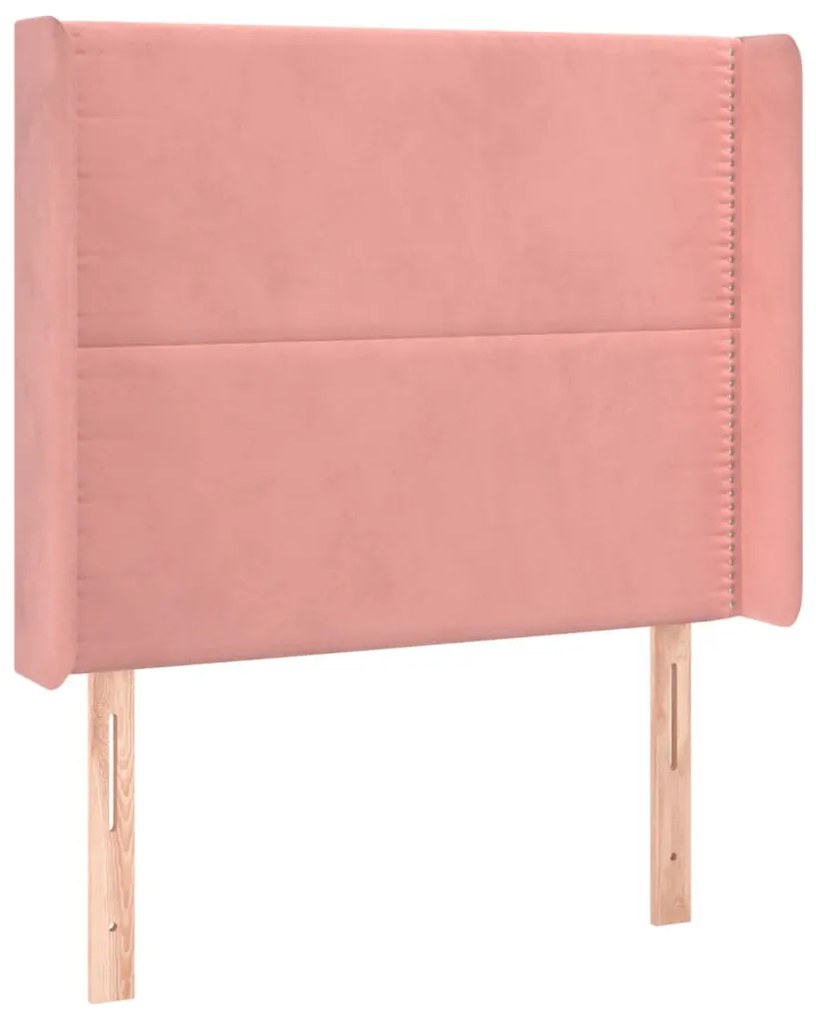 Cabeceira de cama c/ luzes LED veludo 83x16x118/128 cm rosa