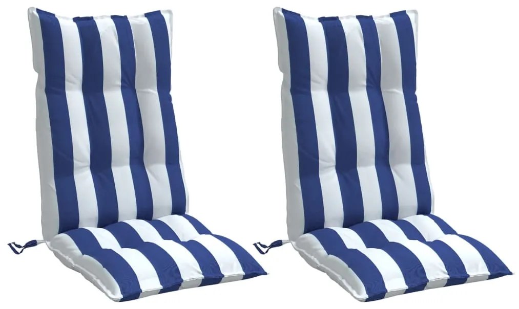 Almofadões cadeira encosto alto 2 pcs tecido oxford azul/branco