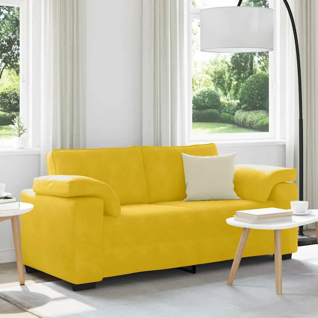 vidaXL Sofá-luvas 180x77x82 cm veludo amarelo