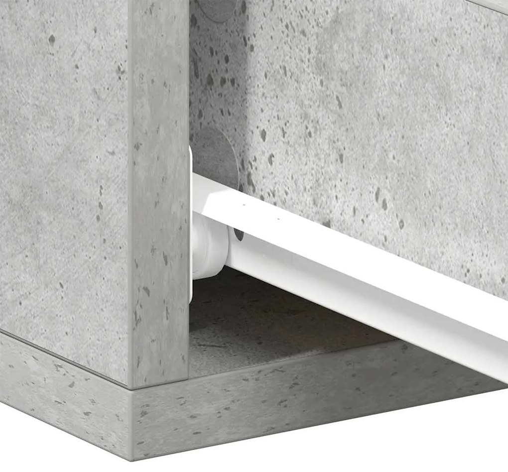 Mesa cabeceira suspensa 2pcs derivados madeira cinzento cimento