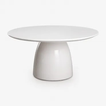 Mesa De Jardim Redonda Ø150 Cm Em Cimento Numira Branco Brilhante - Sklum