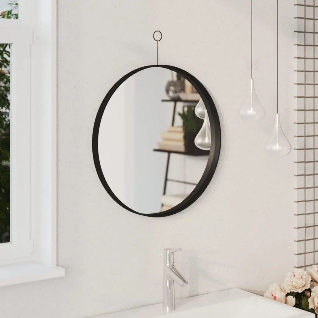 vidaXL Espelho suspenso com gancho 50 cm preto