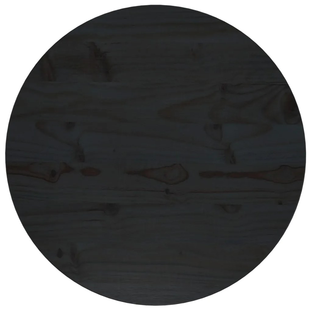 Tampo de mesa pinho maciço Ø50x2,5 cm preto