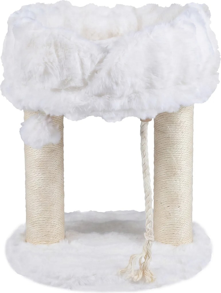 Árvore para Gatos Pequena, 40 x 40 x 50,5 cm, Plataforma Superior de Pelúcia, Branco