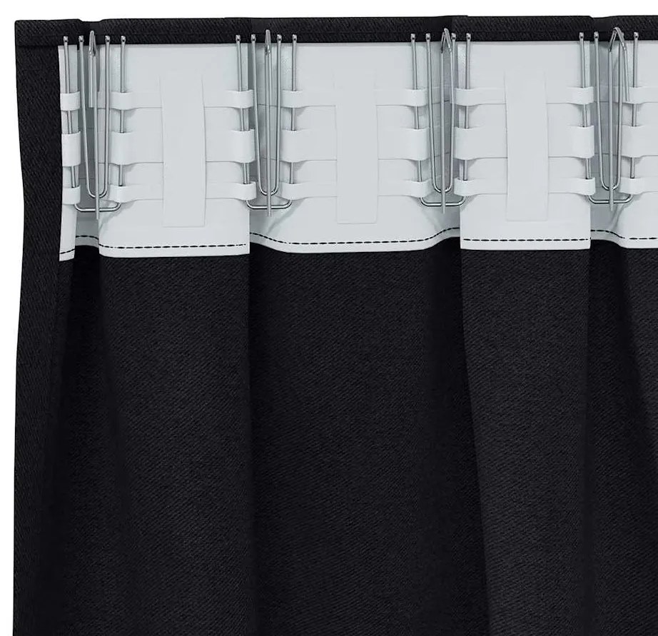Cortinas com cortinas 2 pcs Preto 260 x 140 cm Poliéster