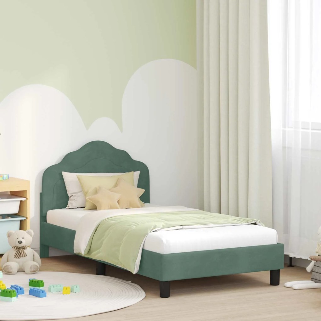 vidaXL Estrutura de Cama Infantil com Cabeceira Verde do Mar