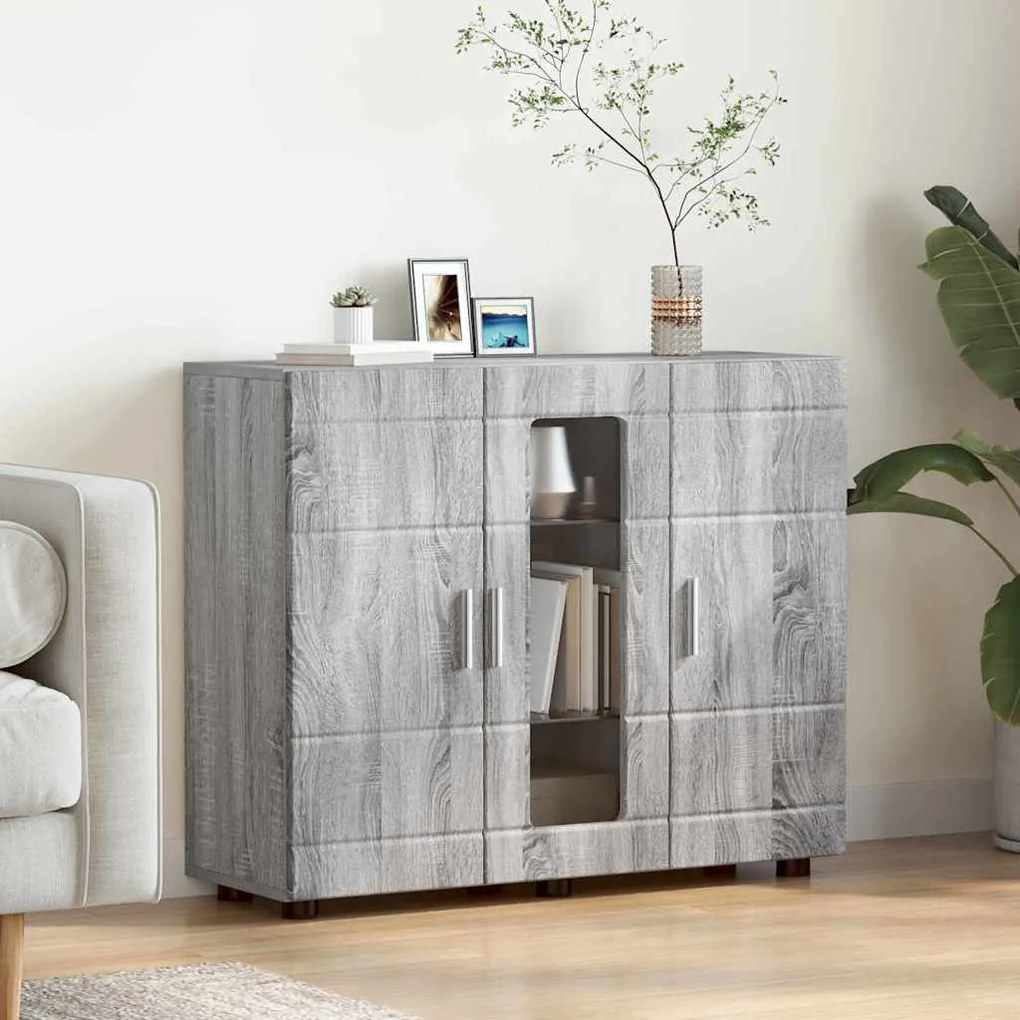 vidaXL Buffet Sonoma cinzento 55.5 x 29 x 100 cm Madeira processada