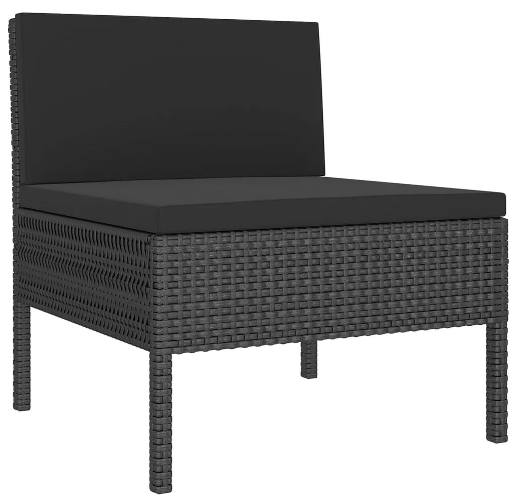 8 pcs conjunto lounge de jardim c/ almofadões vime PE preto