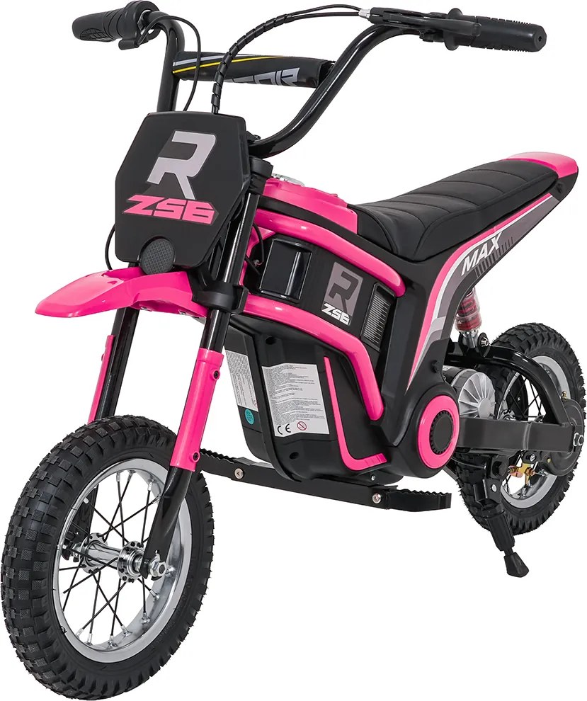 Mota eletrica bateria 350W para Crianças RZ56 MAX Rodas Ar, Couro ecológico Rosa