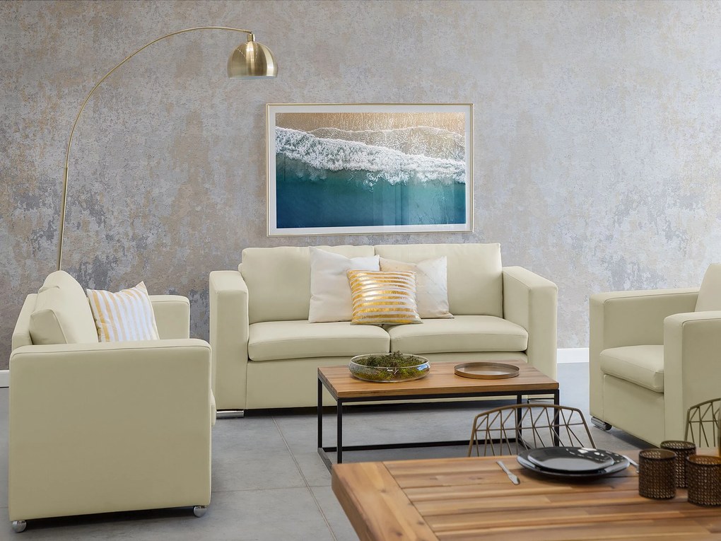 Conjunto de sofás com 6 lugares em pele creme HELSINKI Beliani