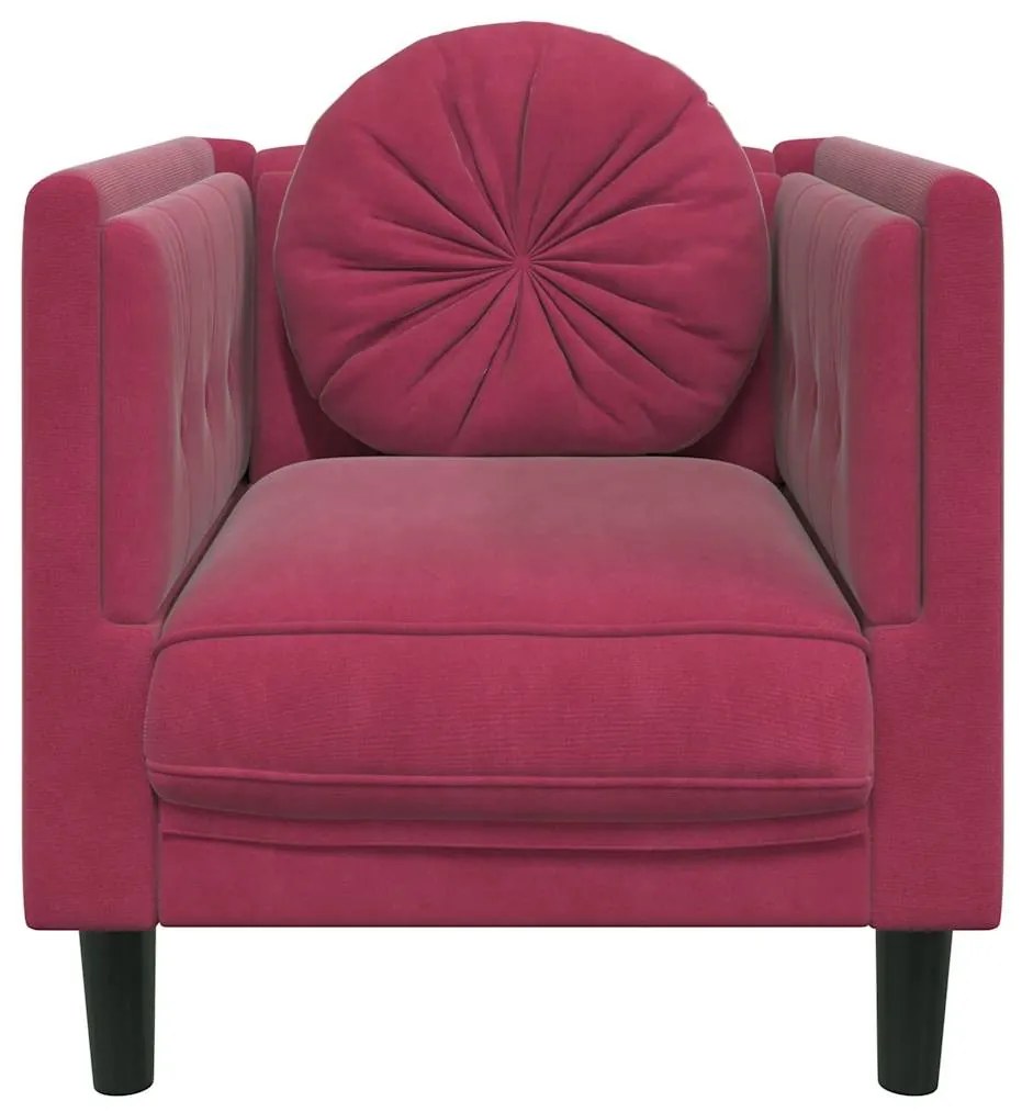 Poltrona com almofadão veludo vermelho tinto