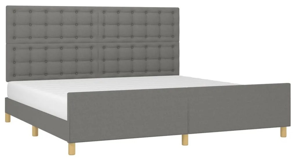 Estrutura cama com cabeceira 200x200 cm tecido cinzento-escuro