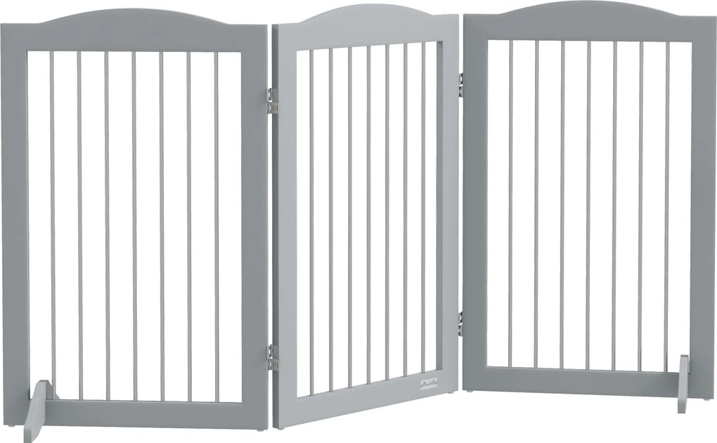 Barreira de Segurança para Cães Barreira de Segurança para Escadas e Portas Dobrável com Suporte de Pé 154x30x80cm Cinzento