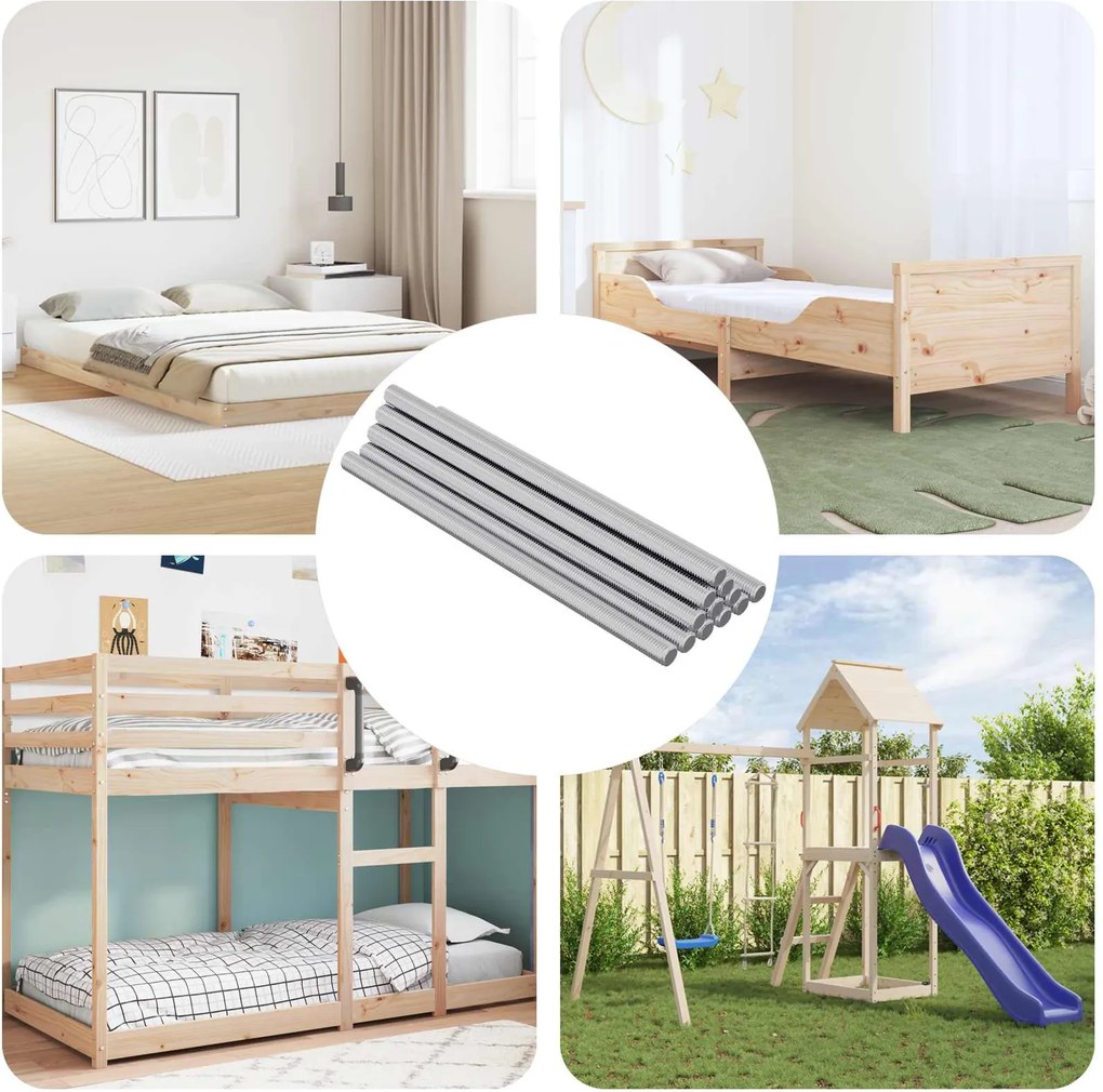 vidaXL Barra Roscada 900 pcs Prateado Aço