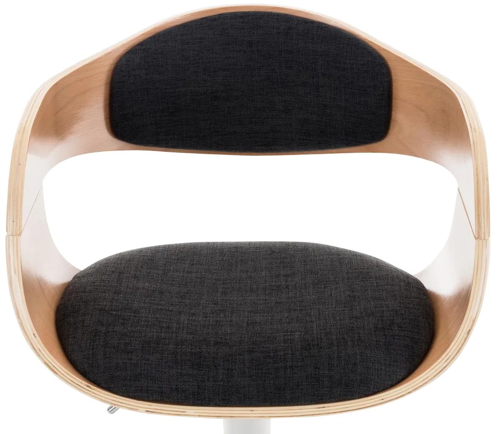 Banco de bar Kingston em tecido e com estrutura cromada 50 x 88-102 x 48 cm Cinzento escuro + Cor Natural