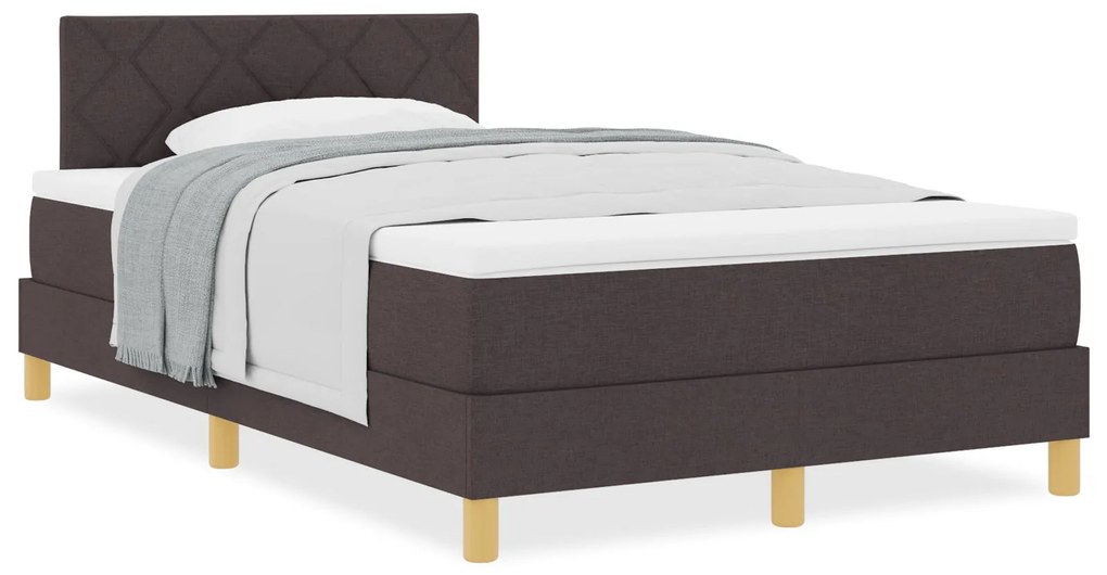 Cama Box com Colchão Castanho Escuro 120x200 cm Tecido