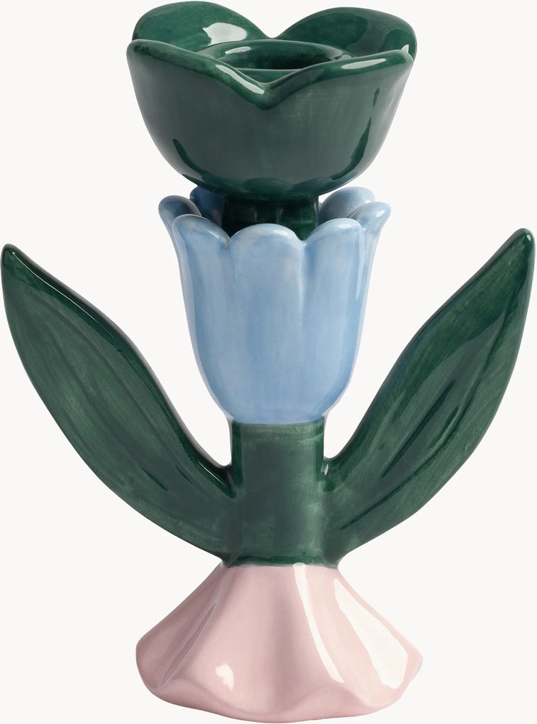 Castiçal pintado à mão Blume